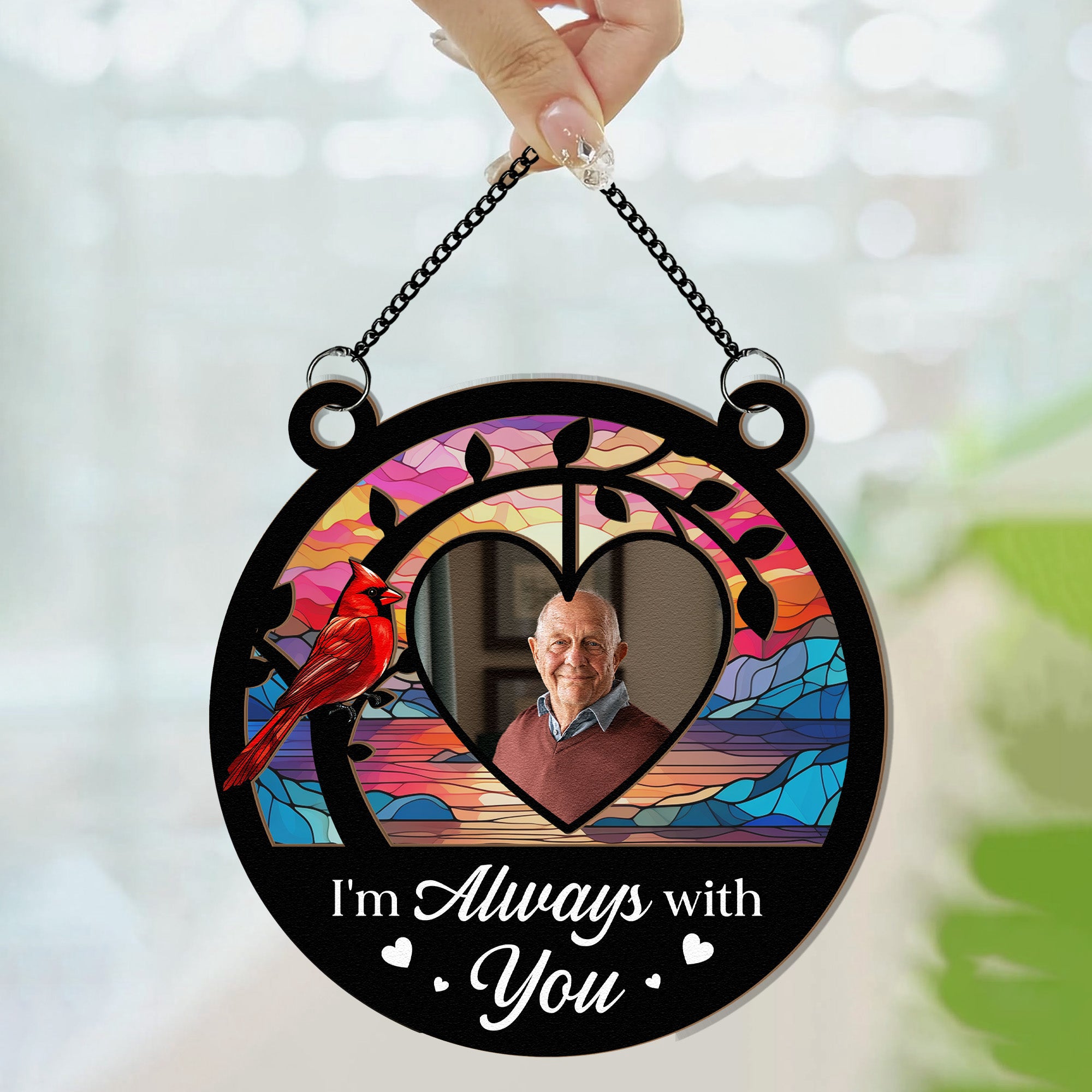 Memorial Ornament I'm Always With You - Personalized Window Hanging Suncatcher Photo Ornament