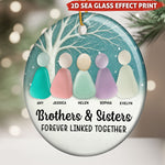 2D Sea Glass Effect Printed Family, Siblings, Mom Dad & Daughters Sons - Personalized Ceramic Ornament