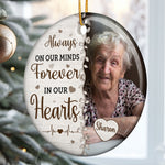 Always On Our Minds Forever In Our Hearts - Personalized Ceramic Photo Ornament