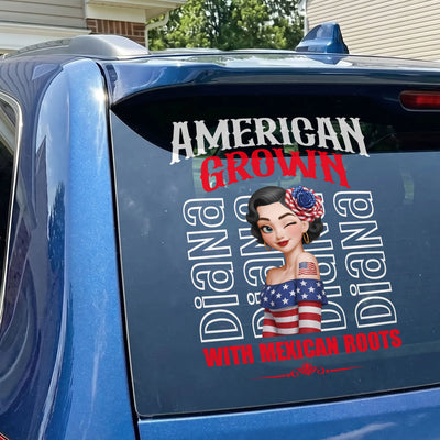 American Grown With Mexican Puerto Rican Cuban Hispanic Roots - Personalized Decal