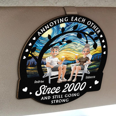 Annoying Each Other Since & Still Going Strong - Personalized Wooden Car Visor Clip