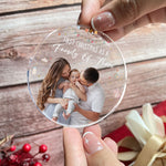 Baby First Christmas As A Family Of Three - Personalized Photo Acrylic Ornament