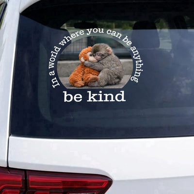 Baby Punch Monkey - Be Kind, Punch The Abandoned Baby Monkey Gift For Animal Lover - Decal