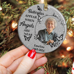 Butterflies Appear When Angels Are Near - Personalized Ceramic Photo Ornament