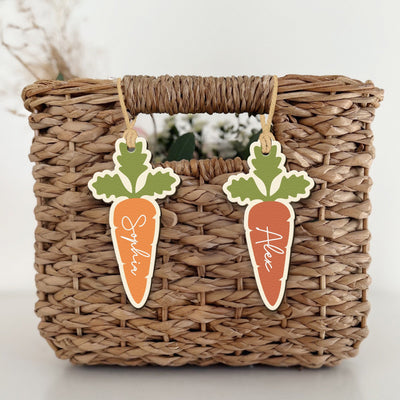 Carrot Bunny Rabbit Easter Custom Name Tag For Kid - Personalized Easter Basket Tags