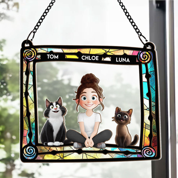 Cat-Mom-And-Her-Cats-Personalized-Window-Hanging-Suncatcher-Ornament_5
