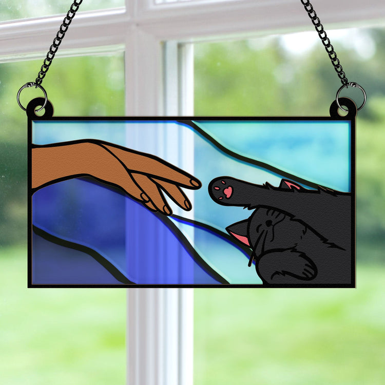 Cat-Reaching-For-Hand-Personalized-Window-Hanging-Suncatcher-Ornament_3