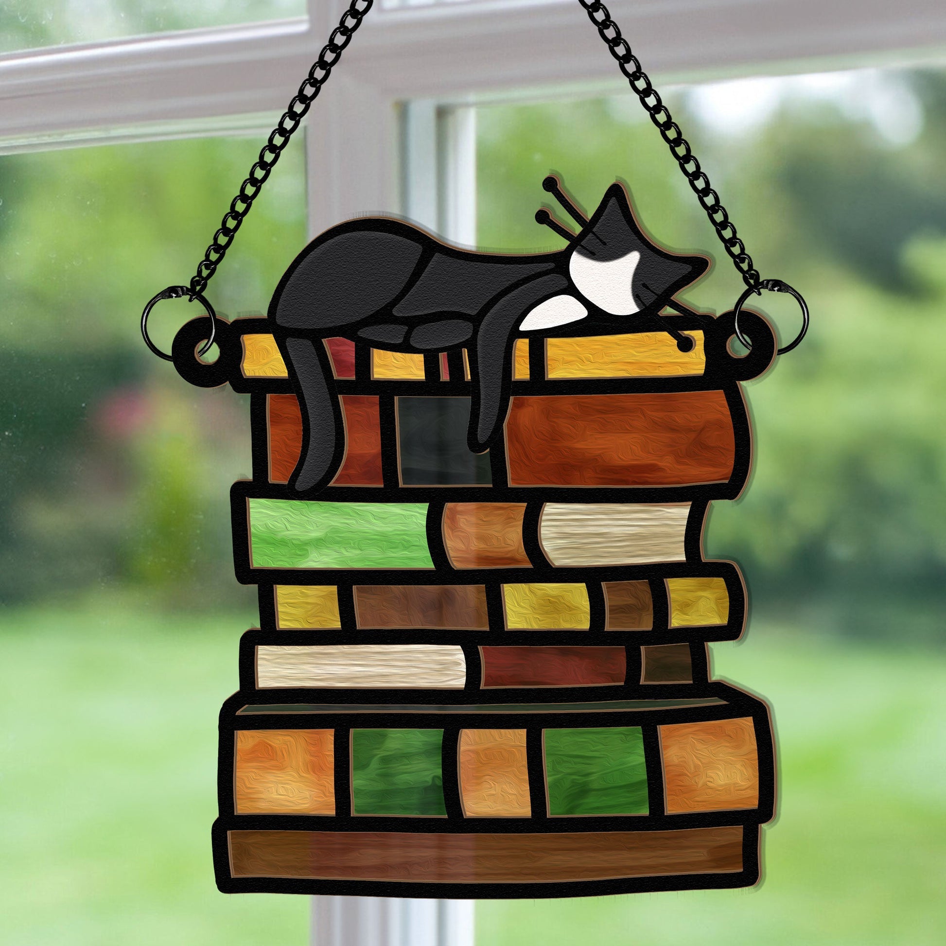 Cat-Sleeping-On-Books-Personalized-Window-Hanging-Suncatcher-Ornament_3