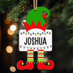 Christmas Elf Family Name - Personalized Wooden Ornament