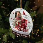 Christmas In Heaven, Cardinal & Rocking Chair - Personalized Acrylic Photo Ornament