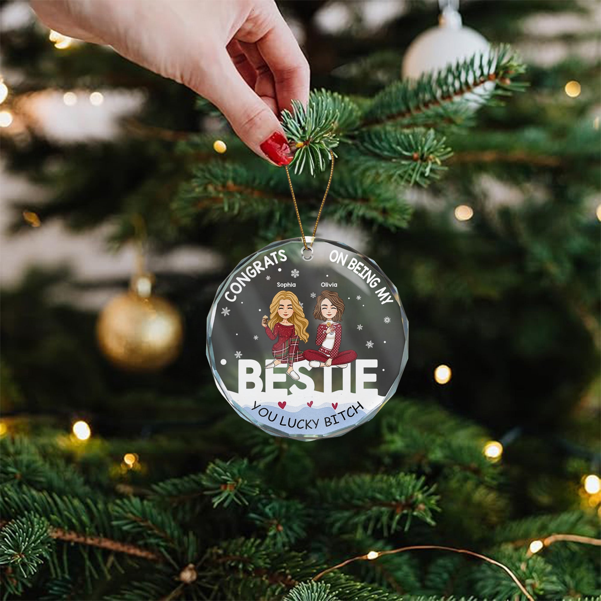 Congrats On Being My Bestie - Personalized Glass Ornament