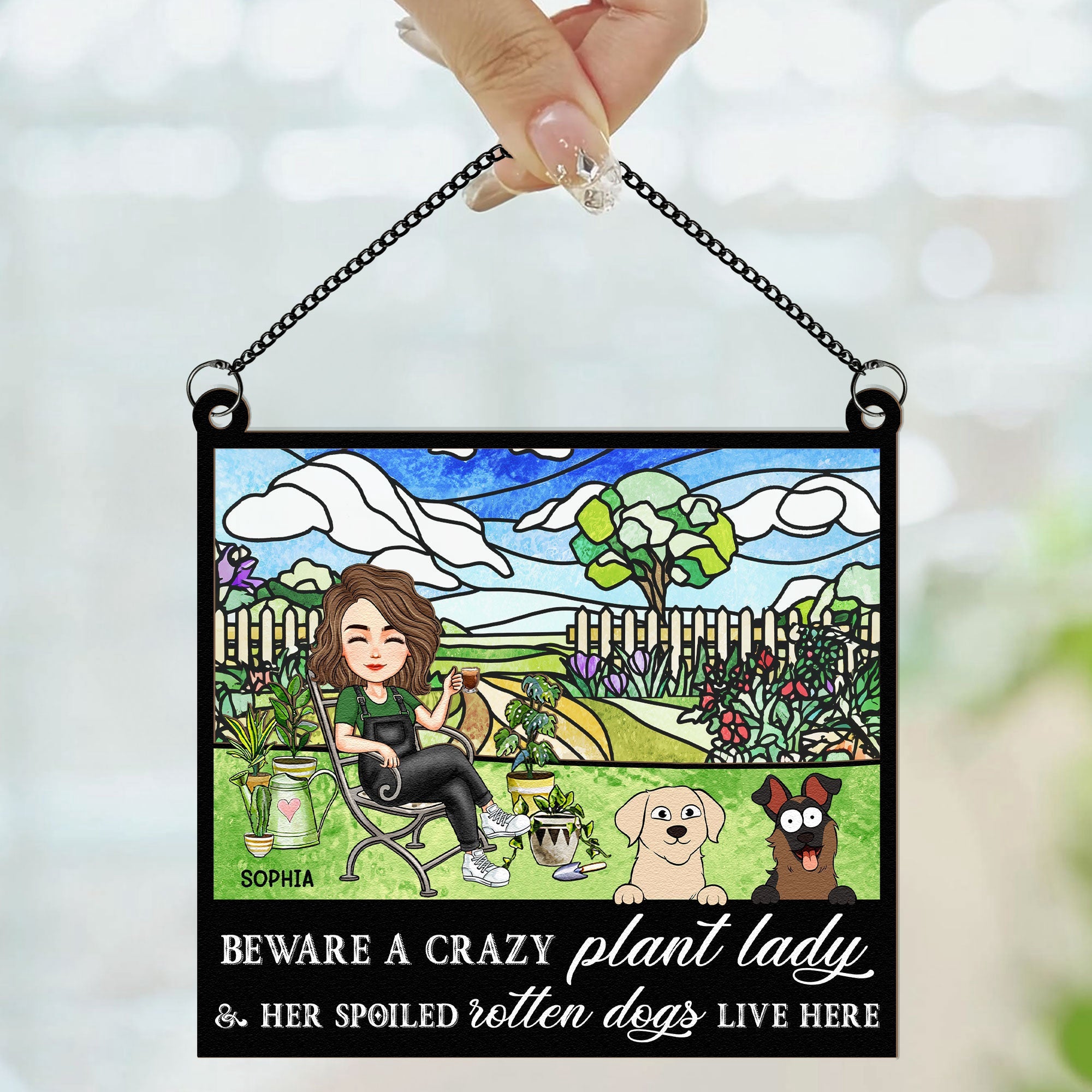 Crazy-Plant-Lady-_-Her-Dogs-Personalized-Window-Hanging-Suncatcher-Ornament_2