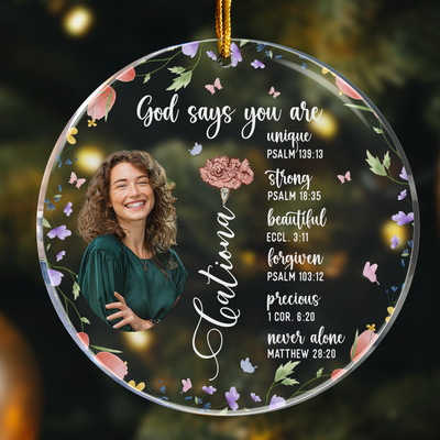 Custom Birth Flower & Names - Gifts For Daughter, Son, Grandkid - Personalized Acrylic Photo Ornament