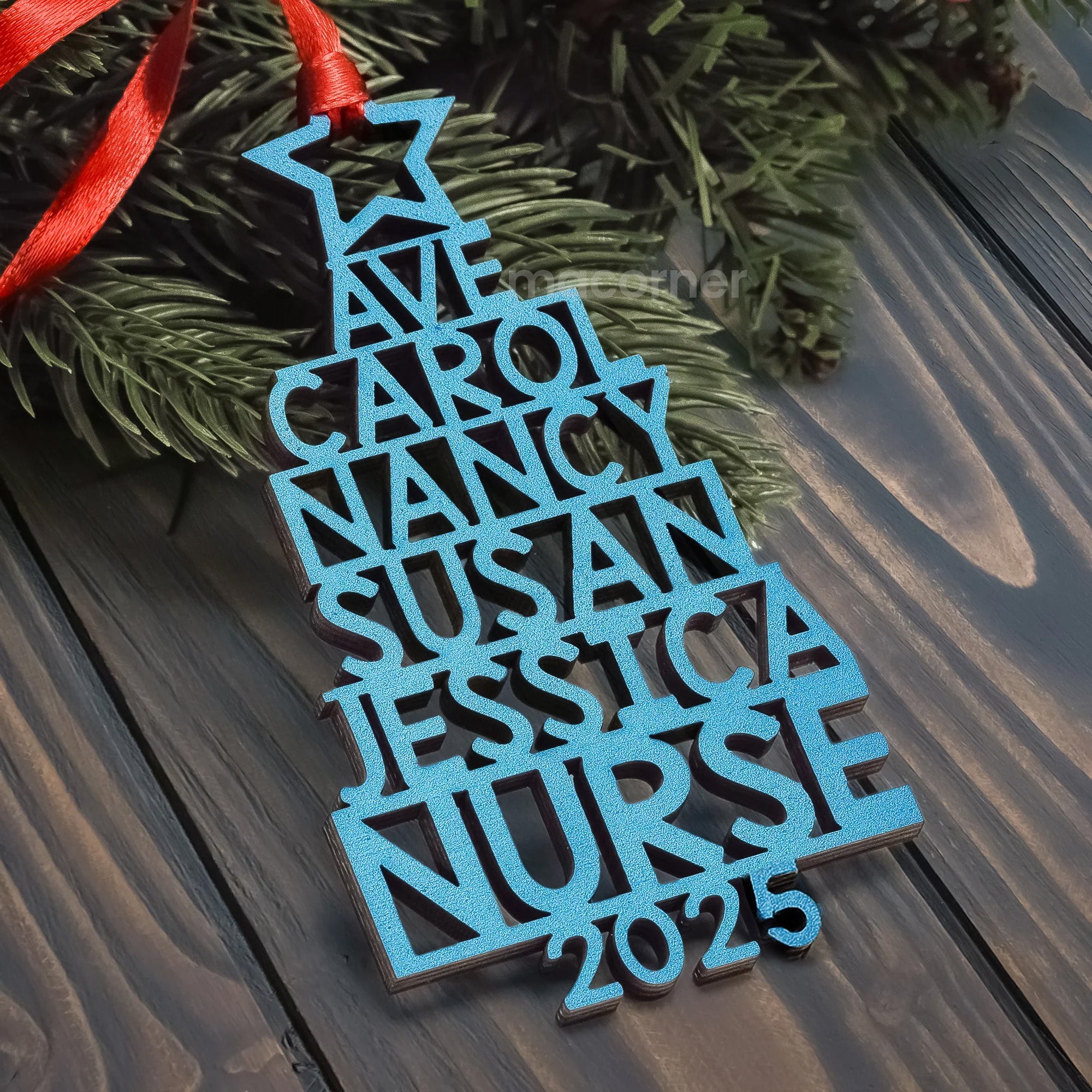 Custom Family Names 2025 Christmas Tree Ornament Up To 14 Names - Personalized Family Ornament