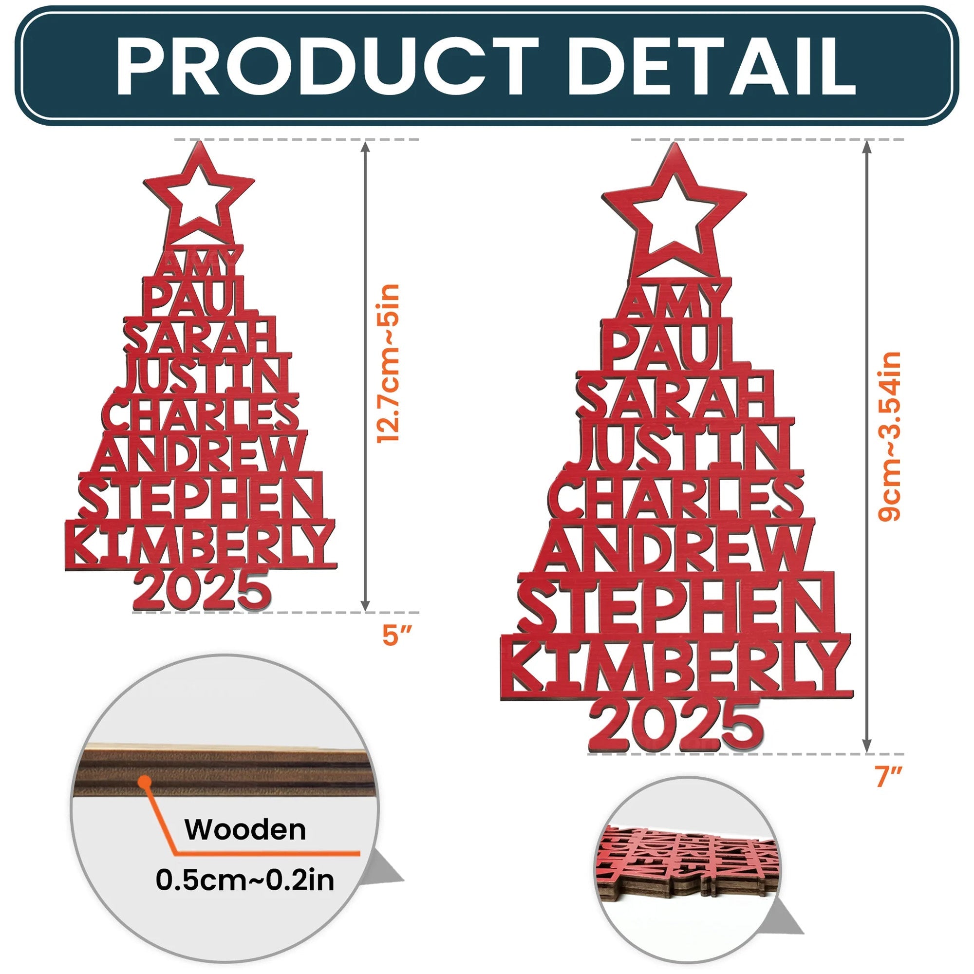 Custom Family Names 2025 Christmas Tree Ornament Up To 14 Names - Personalized Family Ornament