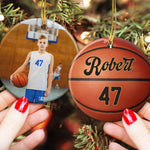 Custom Kid Photo And Sport Ornament - Personalized Ceramic Photo Ornament