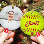 Custom Kid Photo And Sport Ornament - Personalized Ceramic Photo Ornament