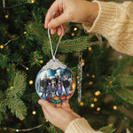 Custom Photo Christmas Globe Ball - Personalized Glass Photo Ornament With Silver Cap