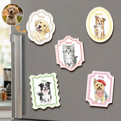 Custom Pet Portrait Watercolor Gifts For Pet Owners - Personalized Magnet