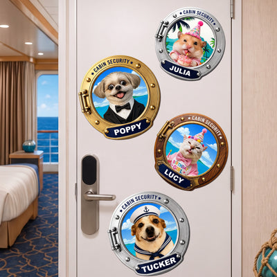 Custom Photo Pet Porthole Magnet, Cruise Door Decal - Dog, Cat, Pet Lovers - Personalized Magnet