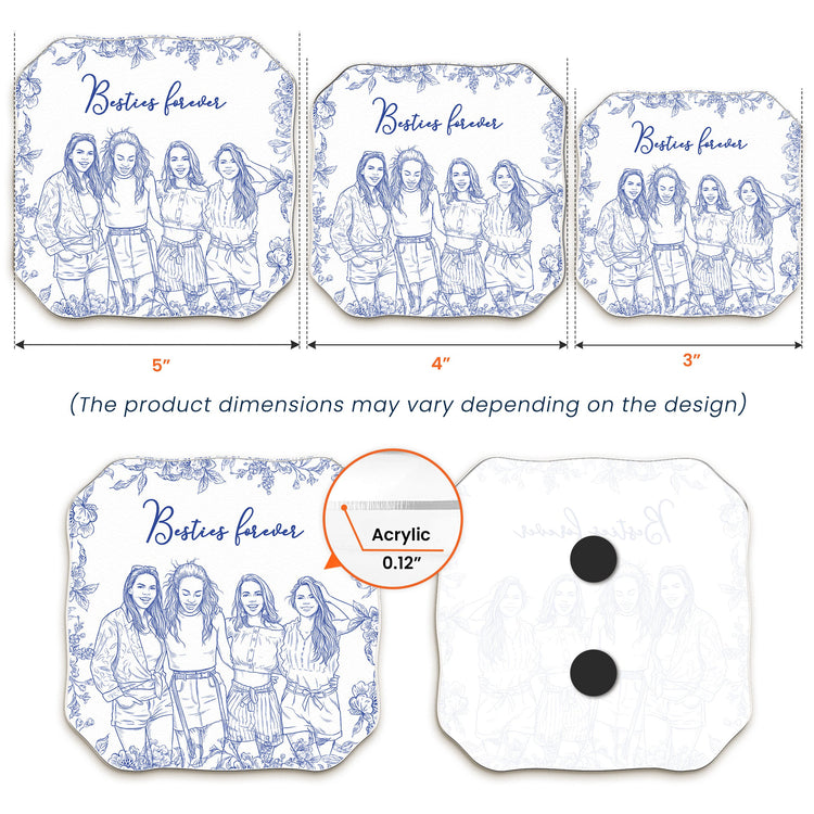 Custom_Photo_Sketch_Line_Art_Gift_For_Friends_Soul_Sisters_Personalized_Magnet_5