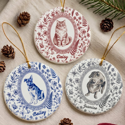 Custom Photo Watercolor Portrait Christmas Gift For Pet Lover - Personalized Ornament