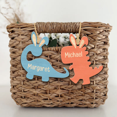 Dinosaur Bunny Easter Gift For Kids Custom Name - Personalized Easter Basket Tags
