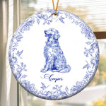 Dog Lover Toile De Jouy Vintage French Style Gift - Personalized Ceramic Ornament