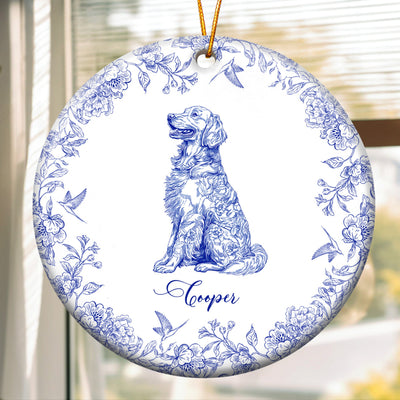 Dog Lover Toile De Jouy Vintage French Style Gift - Personalized Ceramic Ornament