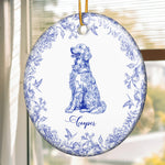 Dog Lover Toile De Jouy Vintage French Style Gift - Personalized Ceramic Ornament