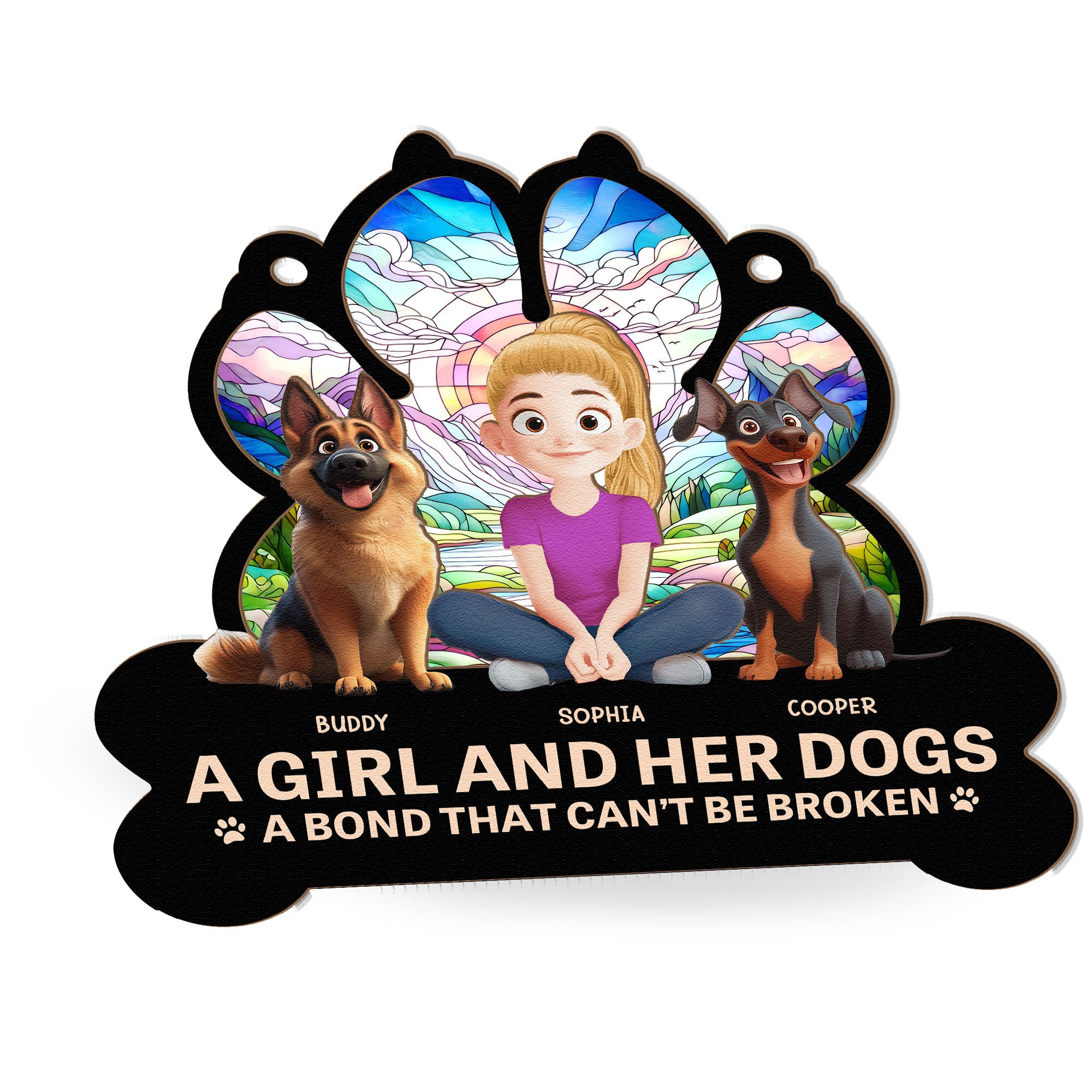 Dog-Mom-And-Her-Dogs-Personalized-Window-Hanging-Suncatcher-Ornament_3