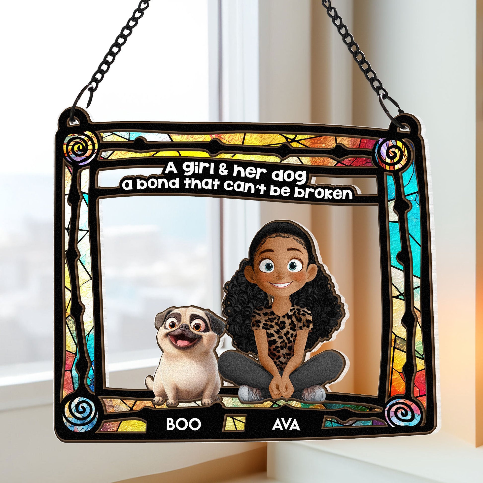 Dog-_-Girl-Sitting-In-Rainbow-Frame-Personalized-Window-Hanging-Suncatcher-Ornament_2