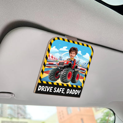 Drive Safe, Daddy - Personalized Wooden Photo Car Visor Clip