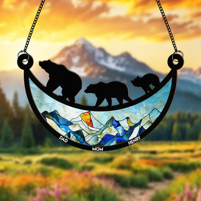 Family Bear - Personalized Window Hanging Suncatcher Ornament