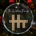Family Crossword - Personalized Glass Ornament