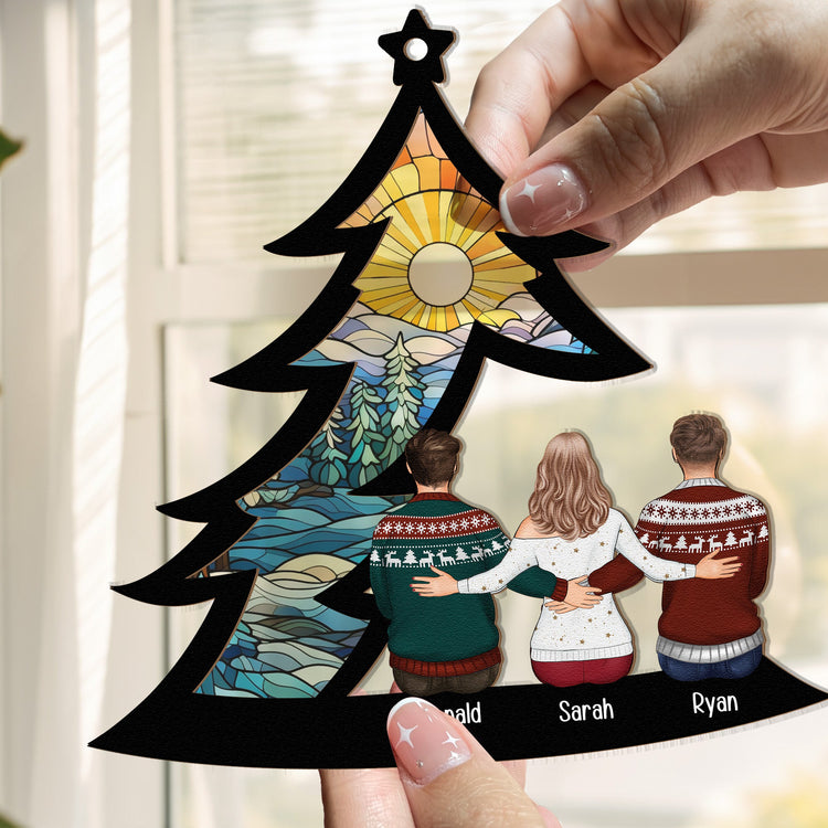 Family_-Siblings-Sitting-Under-Christmas-Tree-Personalized-Window-Hanging-Suncatcher-Ornament2