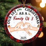 First Christmas As A Family Of Three - Personalized Ceramic Ornament