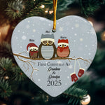 First Christmas As Grandma & Grandpa - Personalized Heart Shaped Ceramic Ornament
