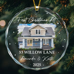 First Christmas At New Home - Personalized Glass Photo Ornament