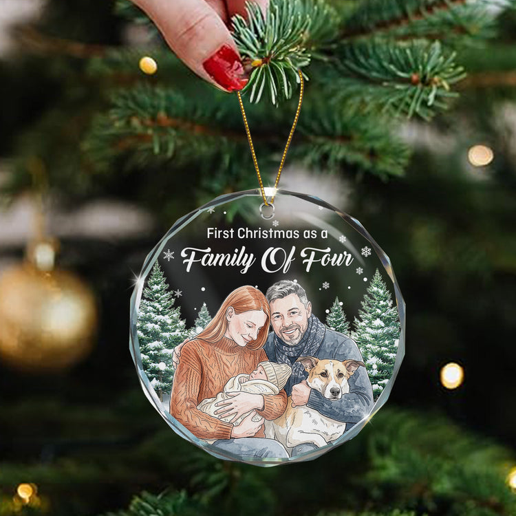 First_Christmas_As_A_Family_Of_Three_Four_Five_Custom_Photo_Watercolor_Personalized_Ornament_4