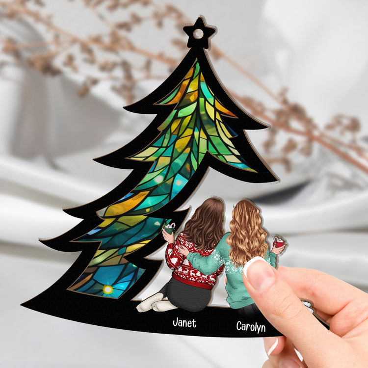 Friends-Sitting-Under-Christmas-Tree-Personalized-Window-Hanging-Suncatcher-Ornament_4