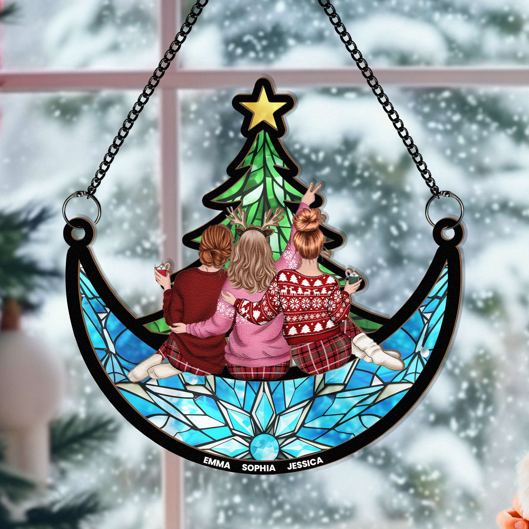 Friends_-Family-Sitting-Under-Christmas-Tree-On-The-Moon-Personalized-Acrylic-Ornament_4