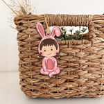 Funny Kid With An Easter Bunny Costume - Personalized Easter Basket Tags