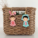 Funny Kid With An Easter Bunny Costume - Personalized Easter Basket Tags