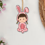 Funny Kid With Easter Bunny Costume - Personalized Easter Ornament