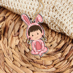 Funny Kid With Easter Bunny Costume - Personalized Easter Ornament