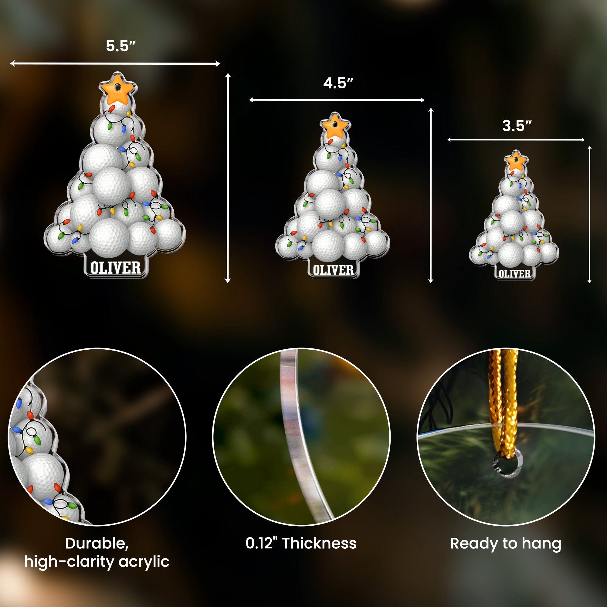Golf Christmas Tree - Personalized Acrylic Ornament
