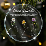 Good Friends Are Like Stars Custom Birth Month & Zodiac Star Sign - Personalized Glass Ornament