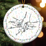 Grandma Hand Grandkids Name Christmas Light - Personalized Ceramic Ornament