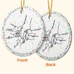 Grandma Hand Grandkids Name Christmas Light - Personalized Ceramic Ornament